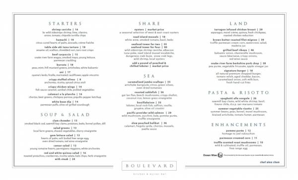 boulevard kitchen and oyster bar menu